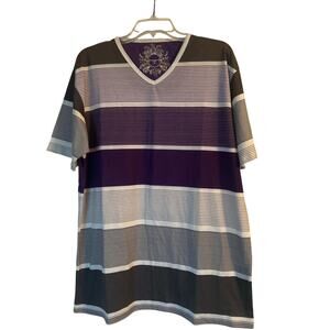 GUC Rich Kid Jeans Men's Purple Stripe Short Sleeve T Shirt Polyester Size XL